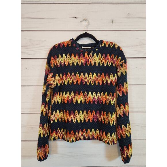 Zara Women's Multicolor Chevron Zigzag Long Sleeve Pullover Sweater‎ Size Small - Picture 1 of 5